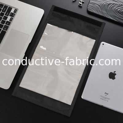 anti electromagnetic radiation translucent RFID shielding signal stop tablet bag with velcro